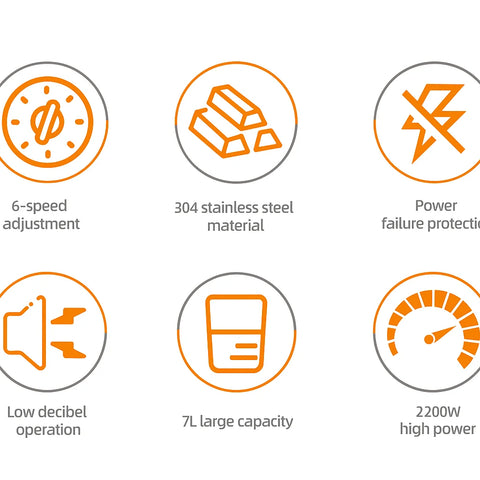 Robot de bucătărie multifuncțional HALEY HY-2403, 7L, inox, 6 viteze + Turbo