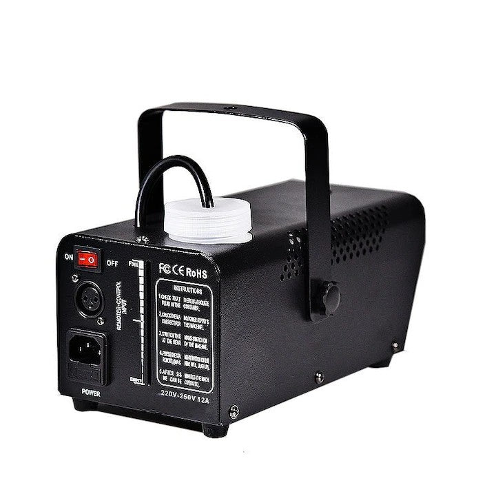 Masina de fum, AT PERFORMANCE®, cu LED-uri 600W, telecomanda, jocuri de lumini, metal, Negru.
