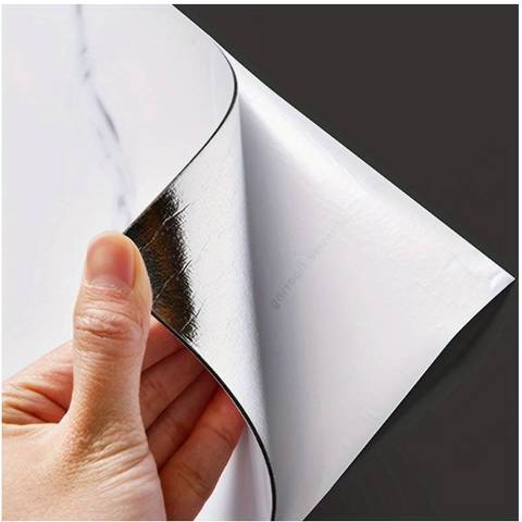 Set 10x Tapet tip Marmura, AT PERFORMANCE®, suprafata acoperire 1.8 mp, autoadeziv, waterproof, usor de montat, design modern, 30x60 cm, Negru