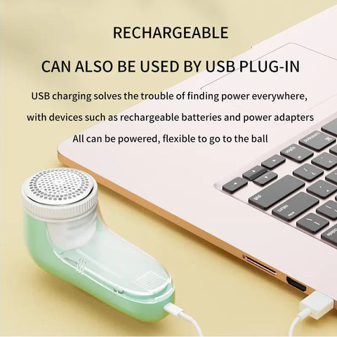 Aparat de curatat scame, AT PERFORMANCE®, 8800 rotatii/min, cutit cu 3 lame din inox, USB, Alb/Verde