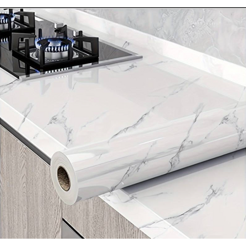 Rola tapet modern, imitatie de marmura At Performance rezistent, la apa, compact, autoadeziv, 60cmx 300 m, alb