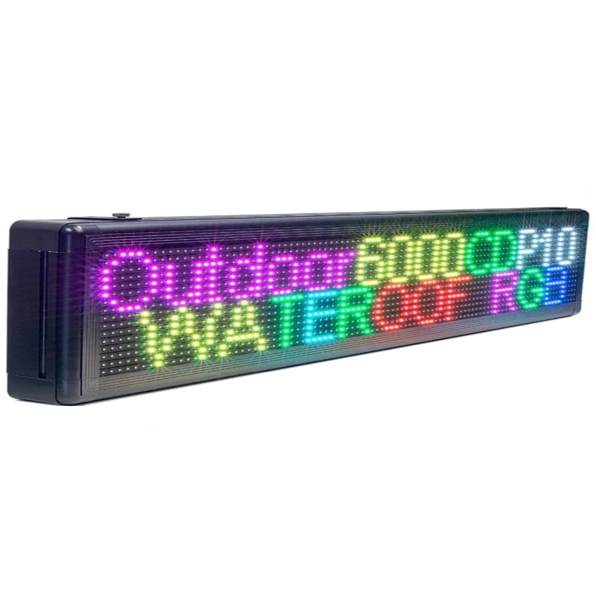 Reclama Luminoasa AT PERFORMANCE 200 x 40 cm, LED RGB, Cod QR, Vizualizare 120°, Wi-Fi, Temperatura, Negru, afisaj mesaj programabil, exterior