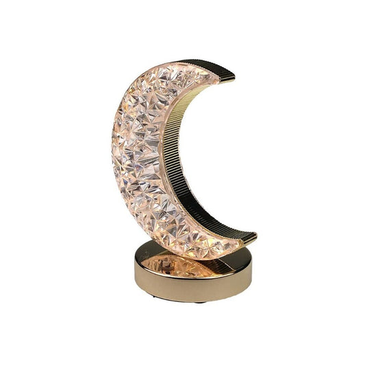 Veioza, Model Lux, AT PERFORMANCE®, Metal si Sticla, Semiluna, 14x18cm, Auriu