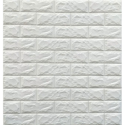 Set 10 x Tapet 3D Autocolant alb, design caramida, rezistent la apa, 70cm x 77cm x 6 mm