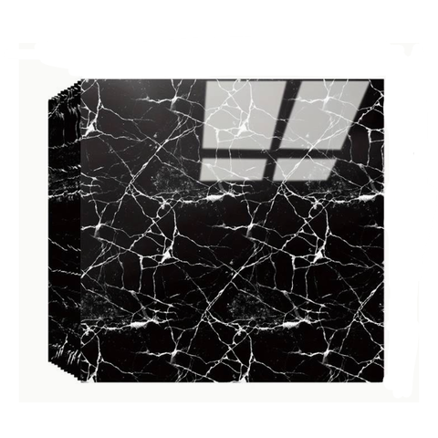 Set 10x Tapet tip Marmura, AT PERFORMANCE®, suprafata acoperire 1.8 mp, autoadeziv, waterproof, usor de montat, design modern, 30x60 cm, Negru