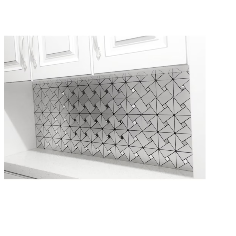 Set x5 Tapet Mozaic, At Performance, decor perete aluminiu si sticla 30*30cm culoare, argintiu