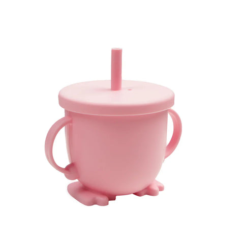 Set 6 piese din silicon fara BPA, AT PERFORMANCE®, de diversificare a hranei pentru bebelusi, 6+ luni, cu Bol, Farfurie, Cana cu pai Lingurita, Furculita, Bavetica Roz
