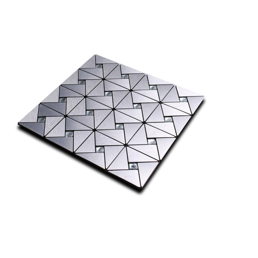 Set x5 Tapet Mozaic, At Performance, decor perete aluminiu si sticla 30*30cm culoare, argintiu