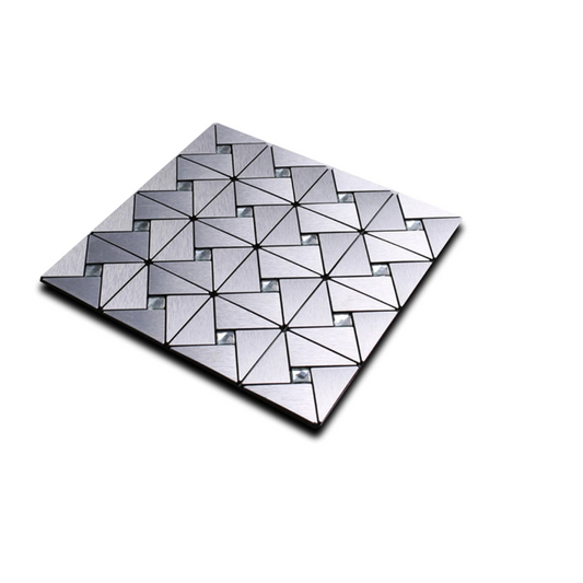 Set x5 Tapet Mozaic, At Performance, decor perete aluminiu si sticla 30*30cm culoare, argintiu