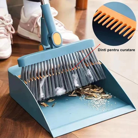 Set Matura si Faras cu Coada, AT PERFORMANCE®, cu Dinti de Pieptene pentru Curatare Matura, rotativ, pliabil, detasabil, Otel inoxidabil si Polipropilena, albastru
