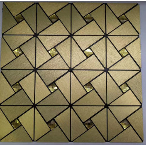 Set x5 Tapet Mozaic, At Performance, decor perete aluminiu si sticla 30*30cm culoare, auriu