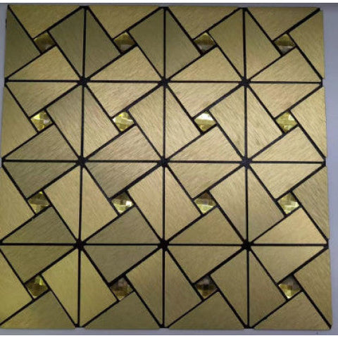 Set x5 Tapet Mozaic, At Performance, decor perete aluminiu si sticla 30*30cm culoare, auriu