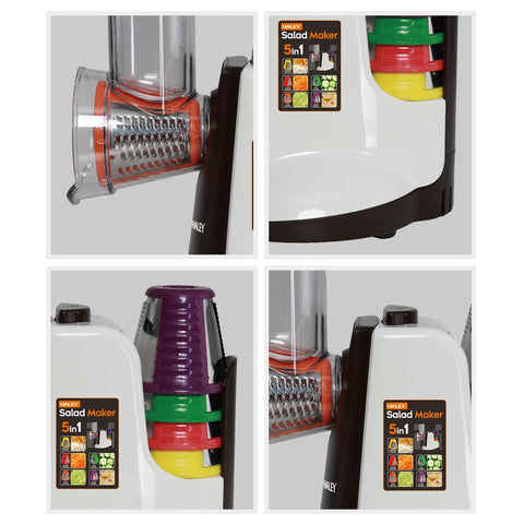 Aparat de salată electric HALEY HY-1327, 5 în 1, 600W, răzătoare și feliator multifuncțional, lame inox