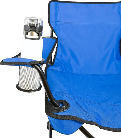 Set 2 Scaune pliabile AT PERFORMANCE® – Camping & Plajă, 120 kg, Suport băutură + Genți transport, Portabile, ușoare, pentru drumeții, picnic, pescuit – Albastru