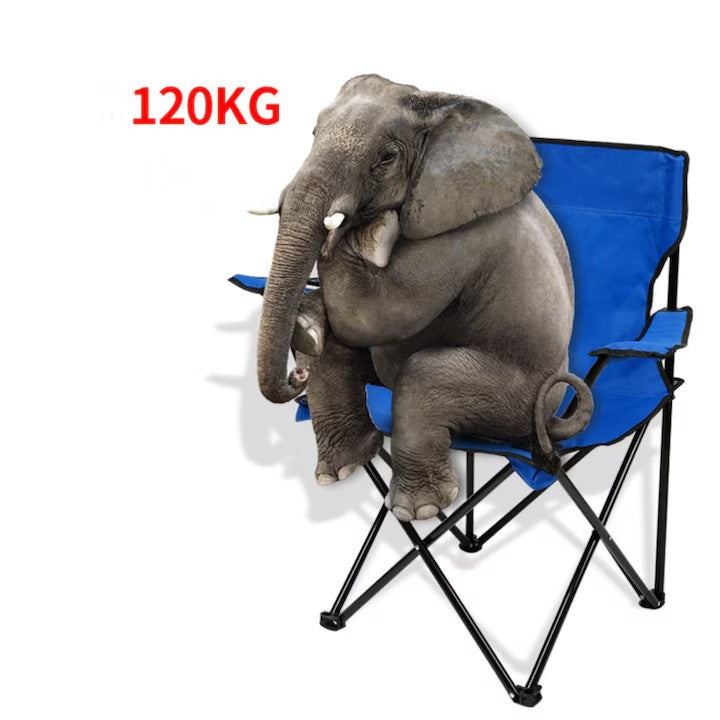 Set 2 Scaune pliabile AT PERFORMANCE® – Camping & Plajă, 120 kg, Suport băutură + Genți transport, Portabile, ușoare, pentru drumeții, picnic, pescuit – Albastru