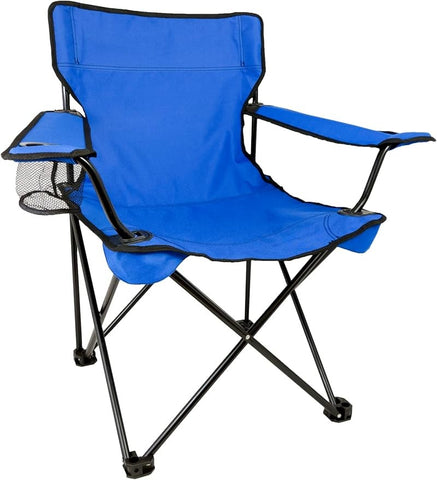 Set 2 Scaune pliabile AT PERFORMANCE® – Camping & Plajă, 120 kg, Suport băutură + Genți transport, Portabile, ușoare, pentru drumeții, picnic, pescuit – Albastru