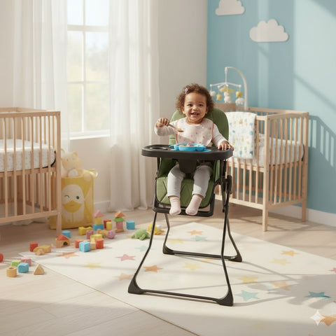 Scaun de masă pliabil pentru bebeluși și copii KIDOO HCY021 – Compact, Metalic, 6–36 luni