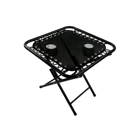 Masă Pliabilă AT PERFORMANCE® pentru Camping și Grădină, 50x50x50 cm, cu 2 Suporturi pentru Pahare, Cadru Metalic