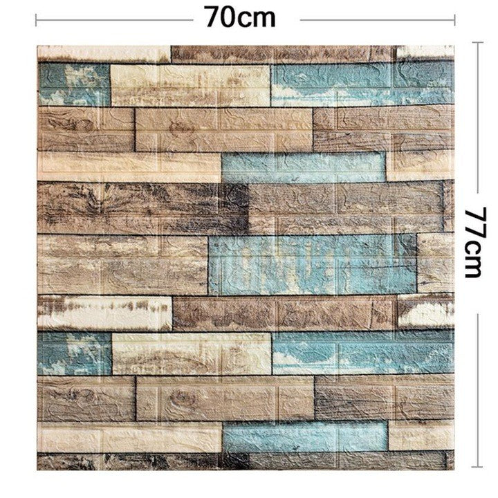 Set 10x Tapet Autocolant 3D AT Performance® – Model Cărămidă Realist, 70x77cm, Spumă, Maro/Albastru, Rezistent la Apă, Montaj Ușor