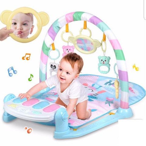 Saltea de Activitati si Joaca, muzicala pentru bebelusi, Multifunctional, Pian si Oglinda Detasabile, Jucarii Zornaitoare, Roz deschis, 0+ luni