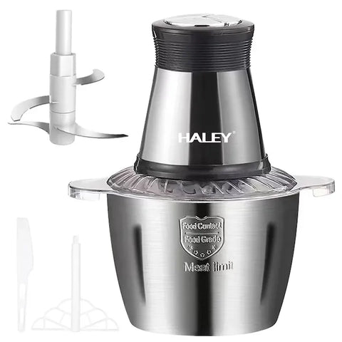 Tocator Universal Electric HY-1221 pentru Carne si Legume, Capacitate 3L, Bol Inox, 4 Lame Premium din Otel Inoxidabil, Motor Puternic 1000W