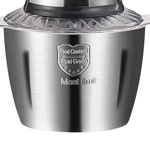 Tocator Universal Electric HY-1221 pentru Carne si Legume, Capacitate 3L, Bol Inox, 4 Lame Premium din Otel Inoxidabil, Motor Puternic 1000W